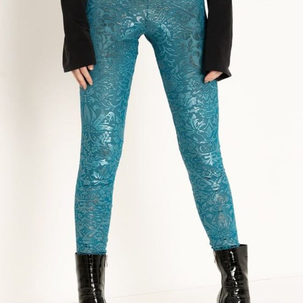 Burned Velvet Strawberry Thief HW Leggings - S